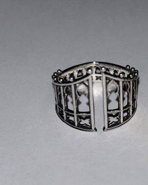 Sterling Silver or Bronze Adjustable Gothic Gate Ring - Sterling Silver